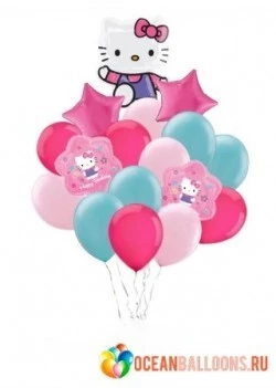 Букет «Поздравление от кошечки» из 15 шаров