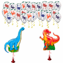 Букет «Поздравление от динозавров» из 30 шариков и 2 фигур