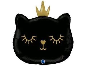 Шар Фигура Голова кошки черная в короне
