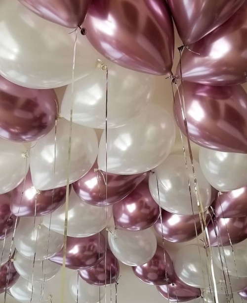 Воздушные шары под потолок «Белое бордо» 100 шт